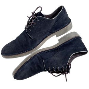 John Varvatos Star USA Sid Eva Midnight Blue Suede Leather Lace Up Derby Shoes